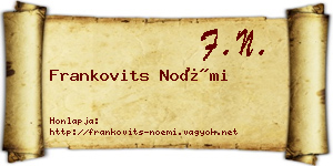 Frankovits Noémi névjegykártya